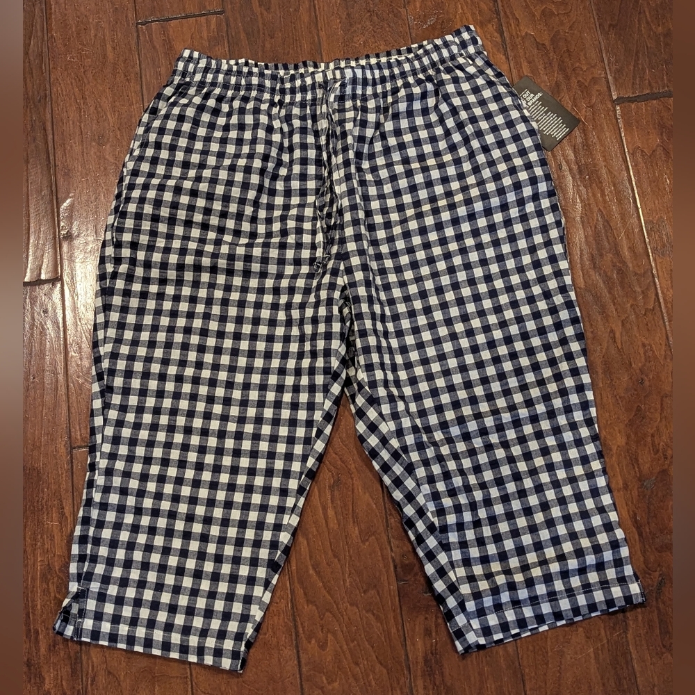 Woman Within Navy and White Checkered Joggers
